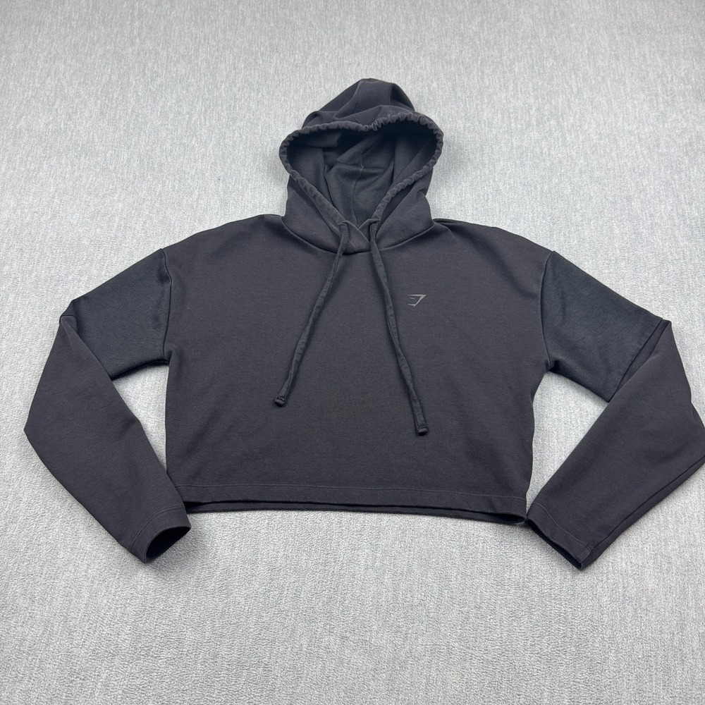 Gymshark Hoodie Womens Extra Small Black Cropped Athletic Training Gym Workout